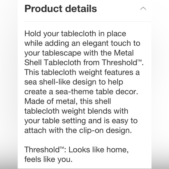 NWT Coastal Metal Shell Tablecloth Weights by Threshold (2 sets) - Picture 6 of 10